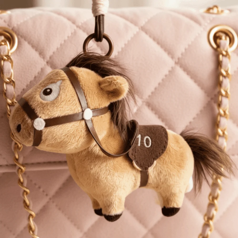 中国風ポニーバッグペンダント幸運のお守り人形馬ぬいぐるみキーホルダー2026年馬年かわいいぬいぐるみキーリング