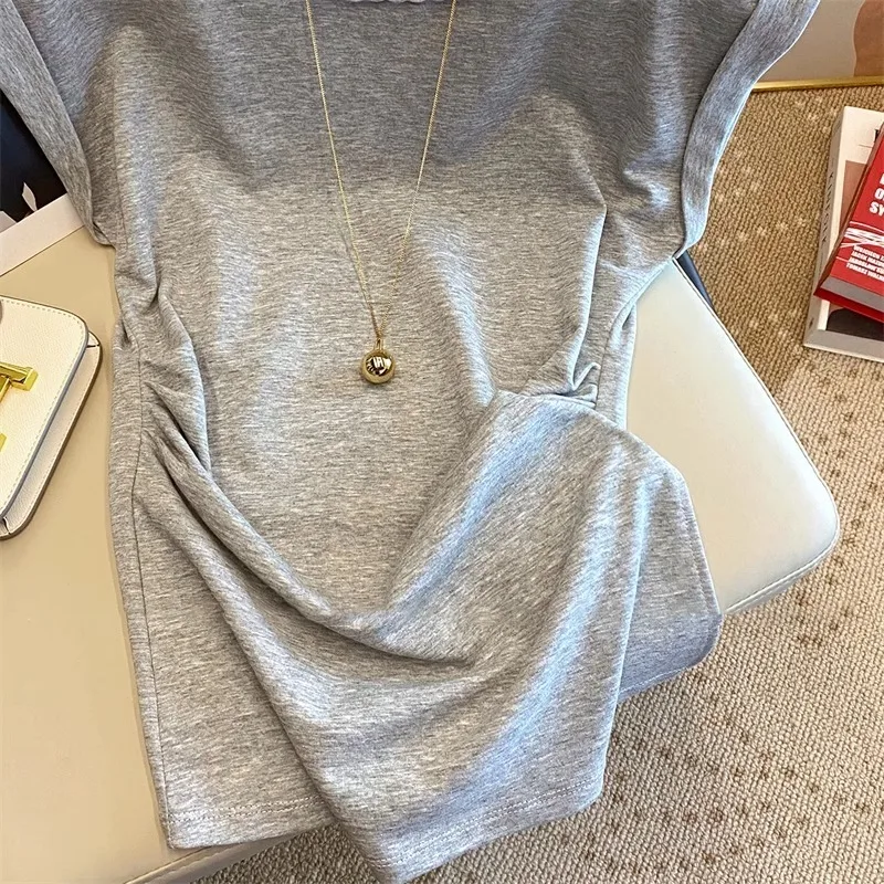 Summer Faionable Loose T-irt Men Women ort Sve Knitted Collar Slim Fit Casual Top Korean Sle Wet Dry Treaent