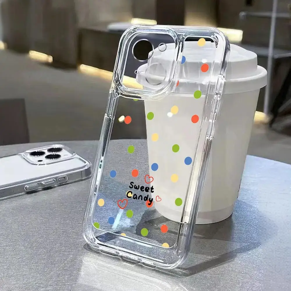 

Colorful Polka Dot Heart Phone Case For Samsung Galaxy S25 S23 S24 S22 Ultra Plus Shockproof Cover For Galaxy S24+ S23+ S25+