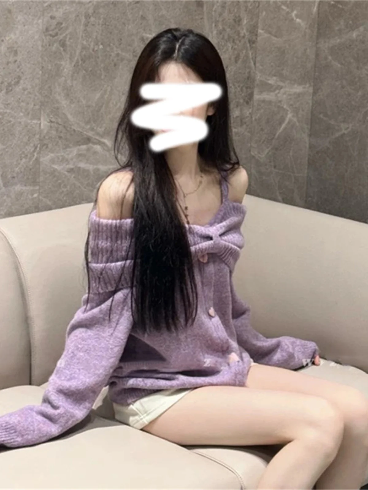 

Sexy oulder-Bared Knitted Sweater Women's Faion Korean Sle Winter New Arrival Pure Desirable Unique Beautiful Top