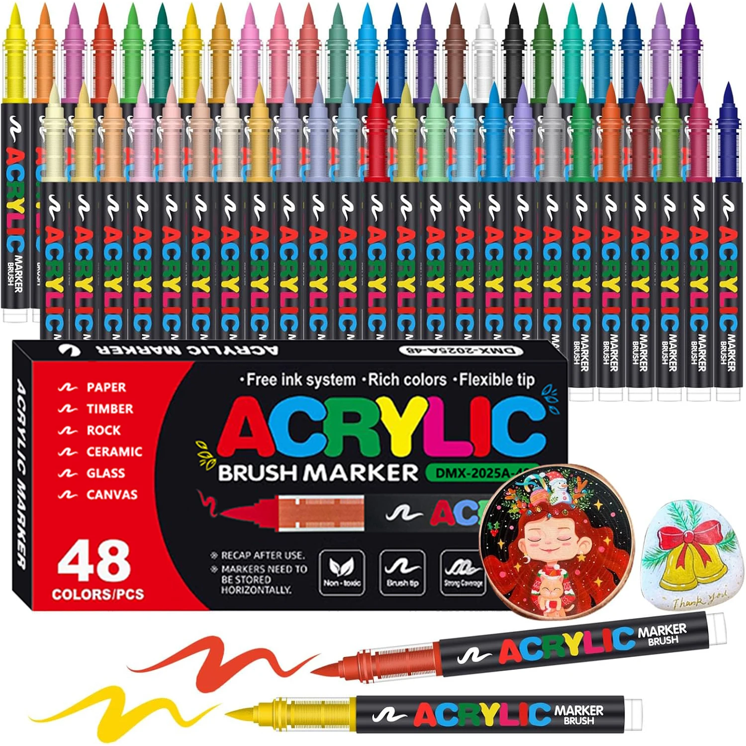 12-366 kleuren acrylverfmarker Waterdichte acrylborstelmarker Professionele acrylmarker Set DIY-kleurkunstbenodigdheden