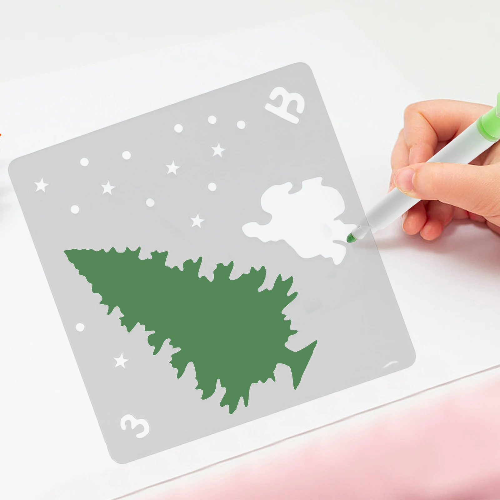 1 Set Templat Grafiti Semprotan Dekoratif Pola Elemen Natal Lukisan Seni Dapat Digunakan Kembali Plastik Cetak Serbaguna