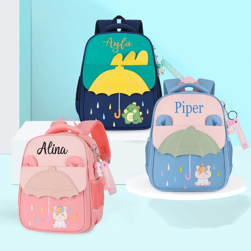 Mochila de jardín de infantes para niños y niñas, bolso de libro de dinosaurio de escuela primaria con nombre personalizado, puede bordar, bolsas para exteriores, nuevo