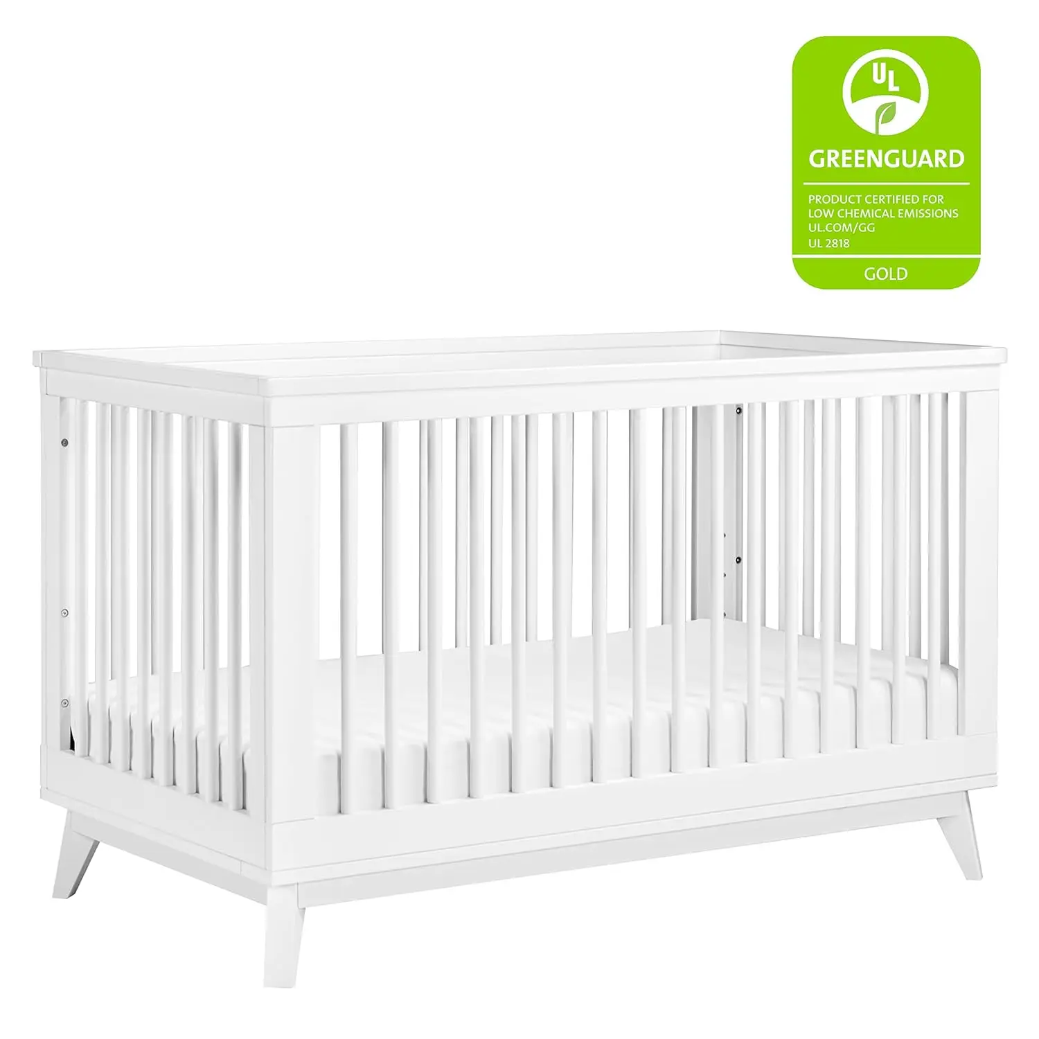 Scoot 3-in-1 Convertible Crib with Toddler Bed Conversion Kit in White, Greenguard Gold Certified