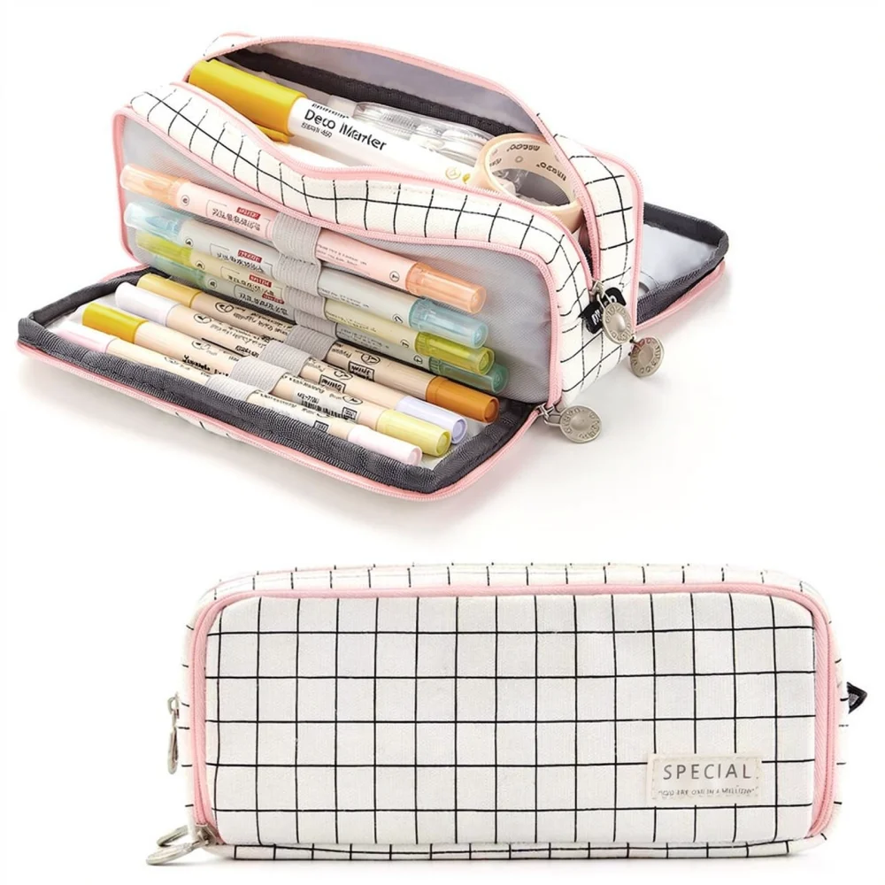 Large Capacity Pencil Storage Case Portable Stationery Organizer Bag Nylon Multi Layer Pouch For School Office Work