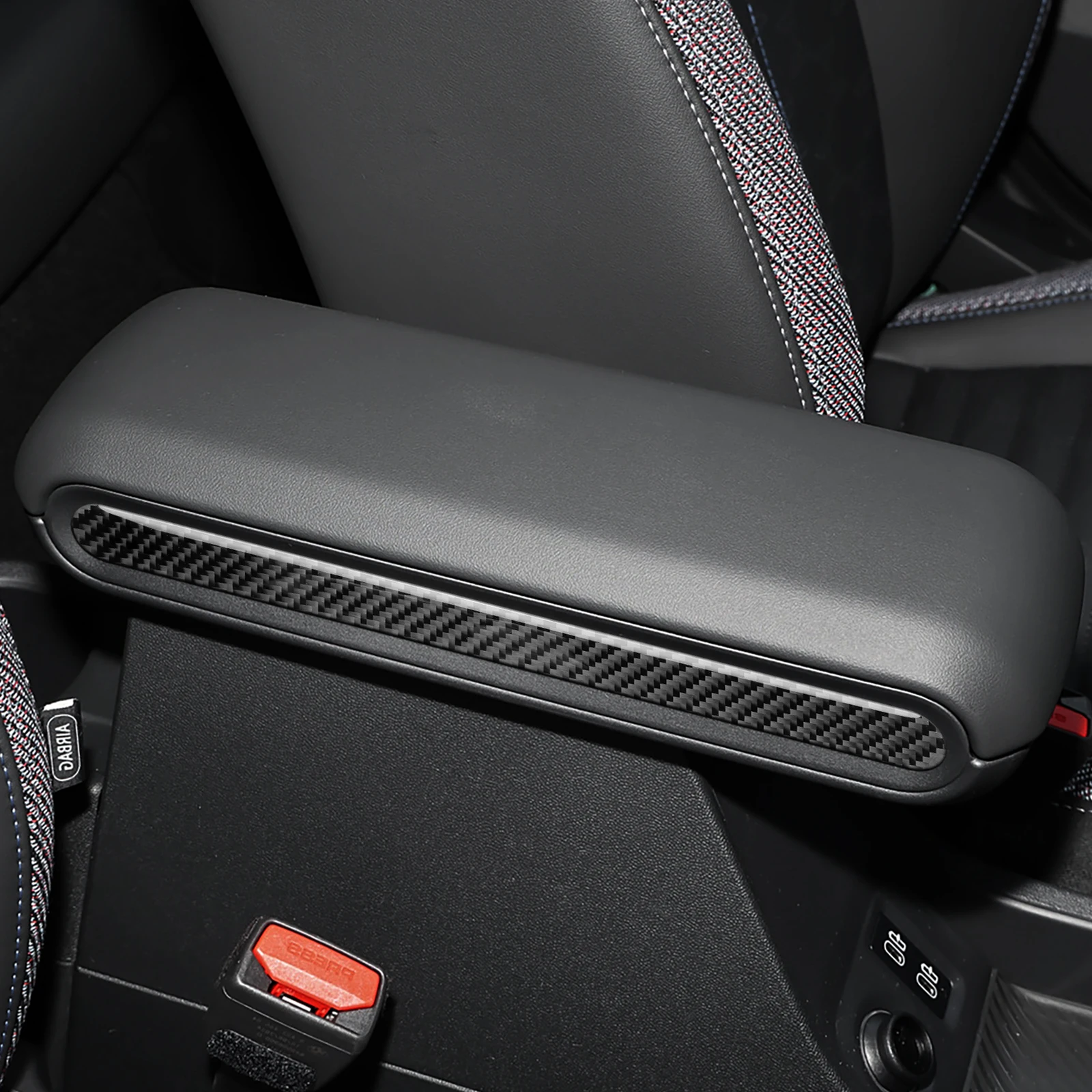 For BMW Mini Cooper S F65 F66 F67 2024 2025 Car Armrest Box Side Strip Sticker Interior Trim Accessories Soft Real Carbon Fiber