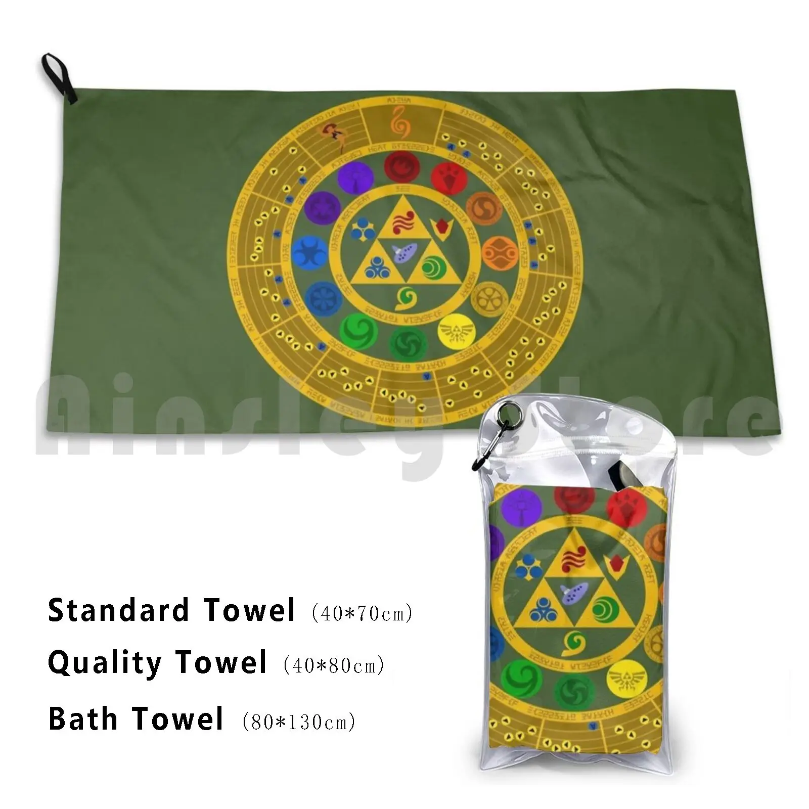 Wheel Of The Hero Of Time Custom Towel Bath Towel Ocarina Time Gerudo Goron Sheikah Hylian Zora Kokiri The