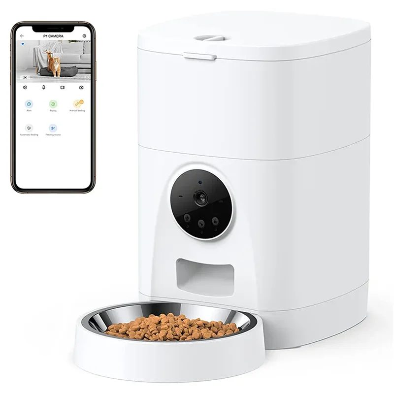 

2023 New Food Bowl APP Remote Control Auto Wifi Microchip Smart Automatic Cat Dog Pet Feeder With Camera