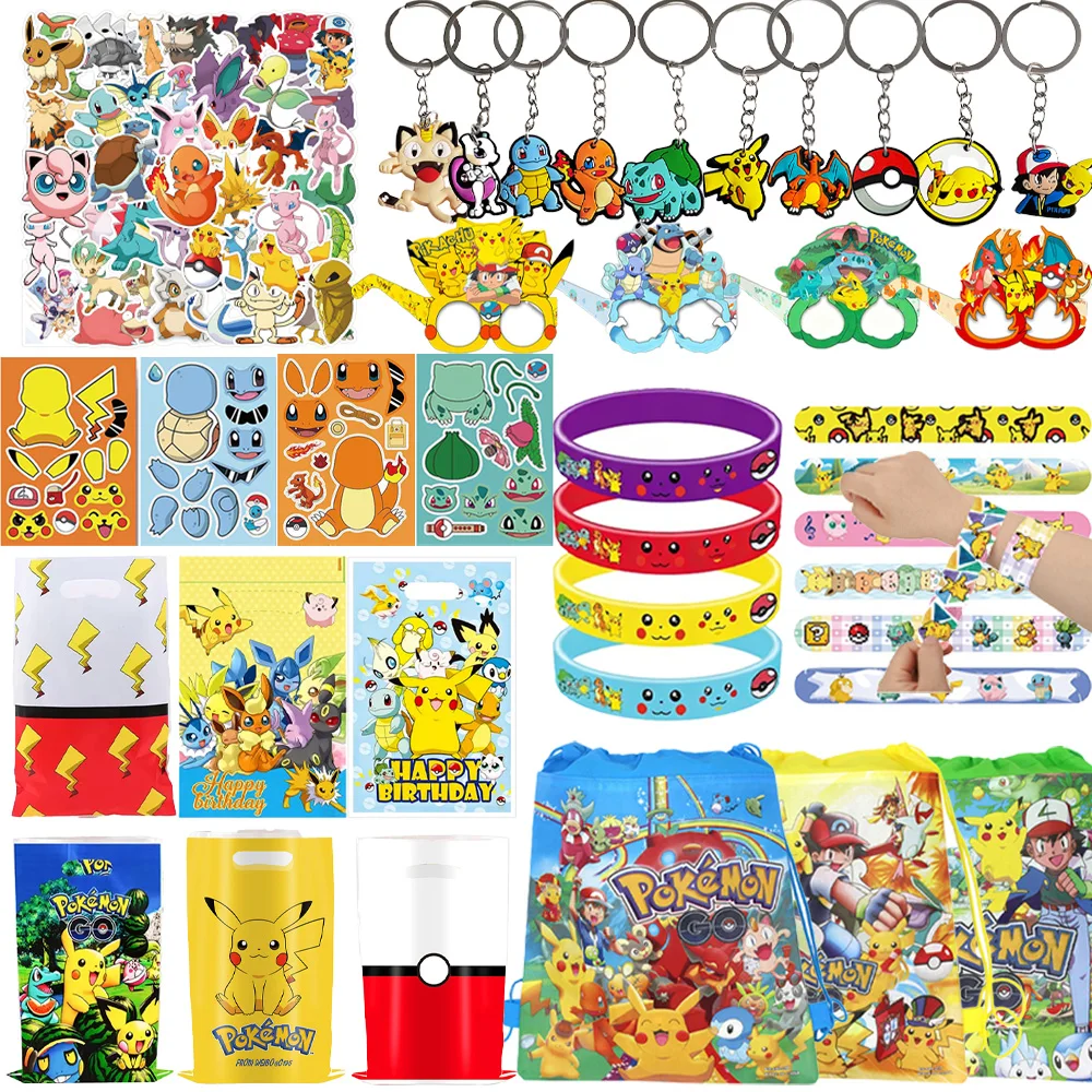 

Pokemon Birthday Party Decoration Party Return Gift Pikachu Themed Balloon Sticker Keychain Gift Bag Guest Gift Classroom Reward
