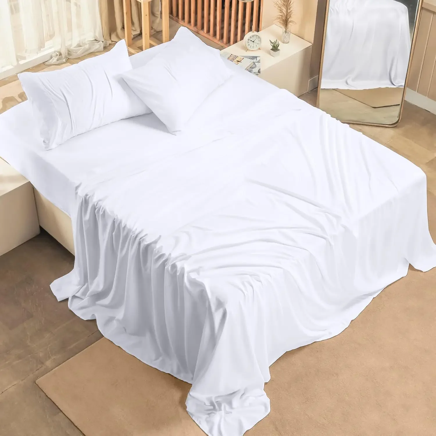 Conjunto de lençóis queen de cama - Pacote a granel de 10 conjuntos de lençóis - Perfeito para spa, hotel e quarto de hóspedes - Microfibra escovada