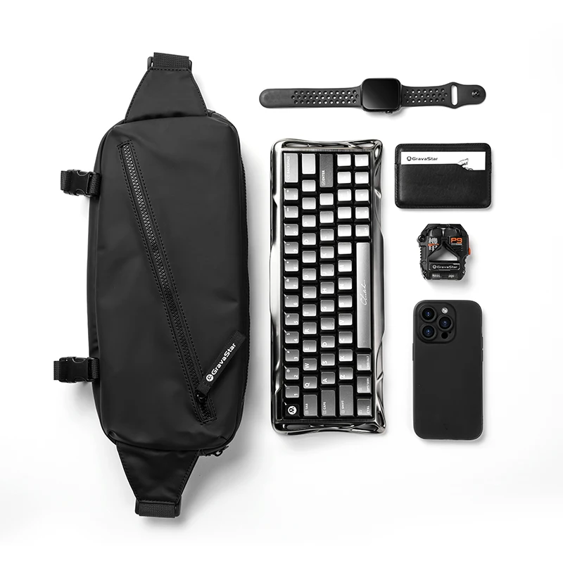 

Men's Large Capacity Adjustable Shoulder Strap Keyboard Crossbody Bag Fashionable Trendy Chest Bag Single Shoulder Small Satchel