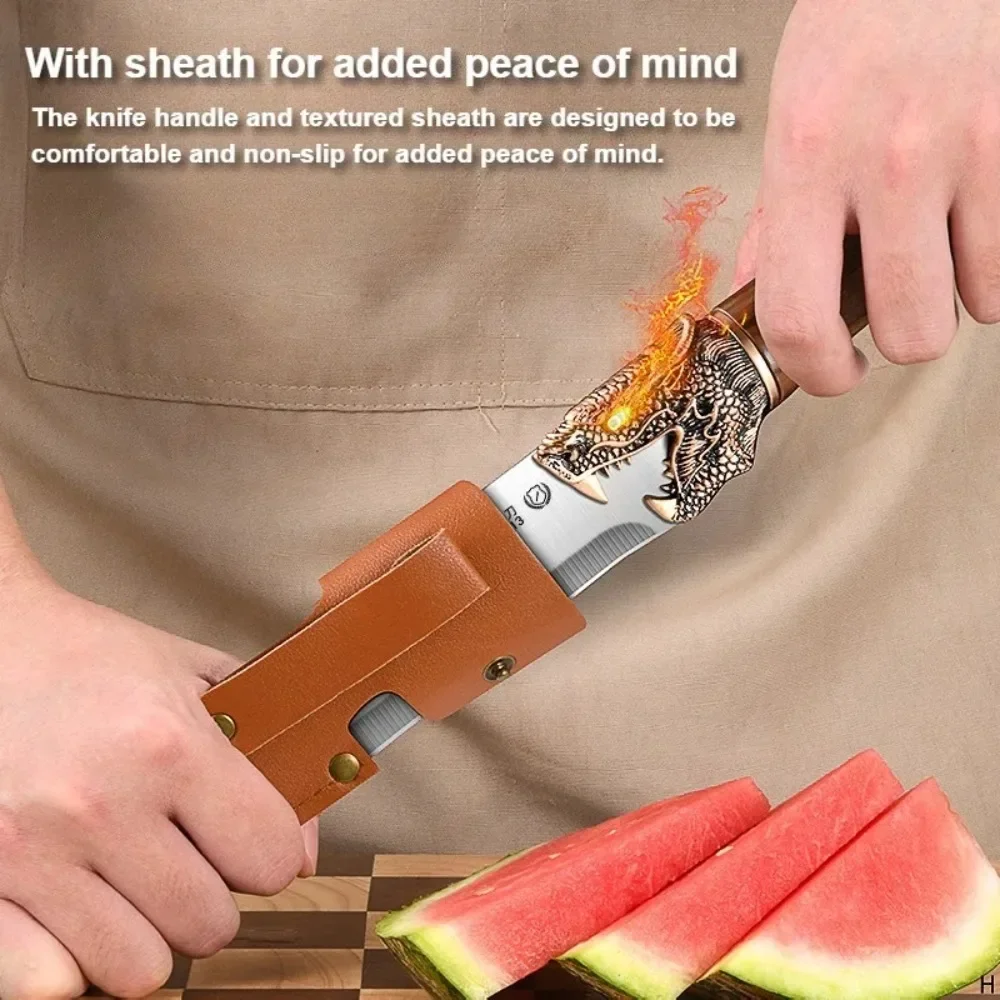 High-grade Watermelon Cutting Dragon Head Extended Handle Stainless Steel Household Fruit Knife Fruit Cutting Tool