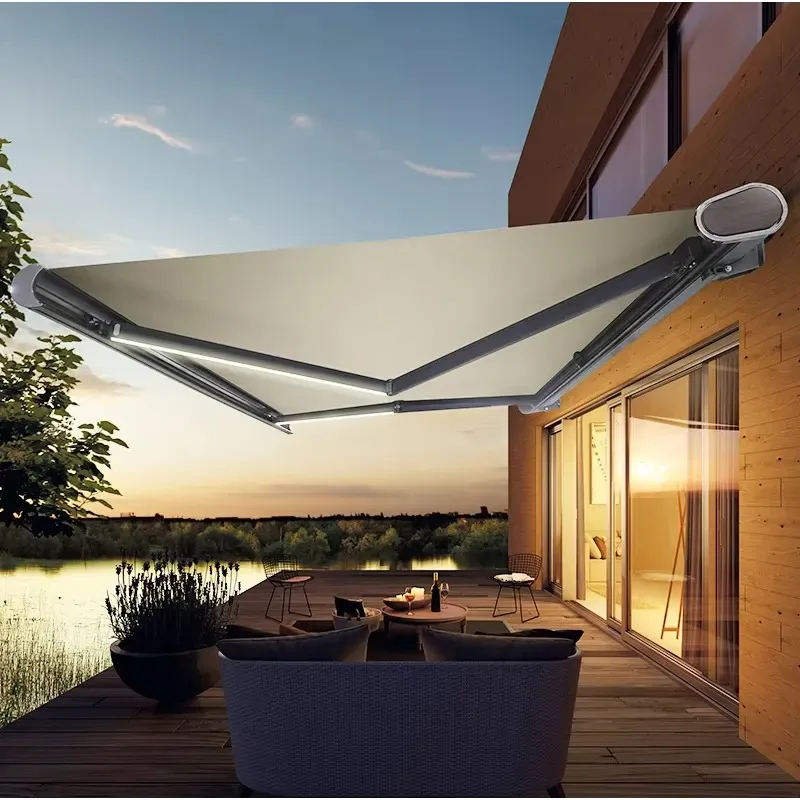 Full Box Electric Patio Canopy Awning Remote Control Telescopic Aluminum Pergola for Balcony