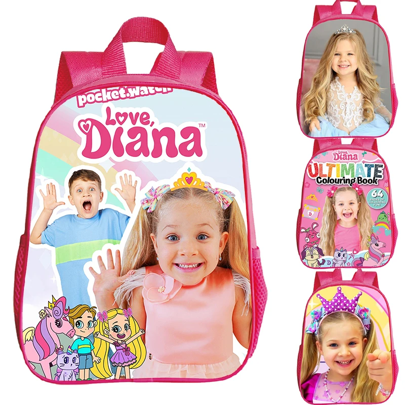 

Kids Diana Show Print Backpack for Kids Waterproof Kindergarten Bookbag Cute Diana Print Backpack Tollder Girls Pink School Bags