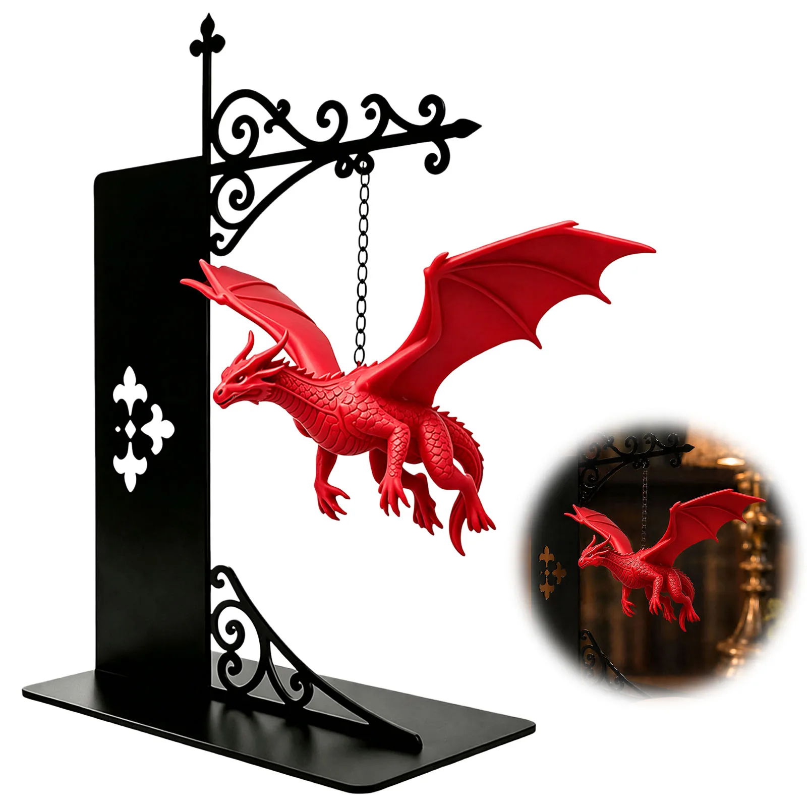 Fantasy Floating Dragon Bookshelf Light Warm LED Night Lamp Reading Corner Metal Decor Creative Bookends Light