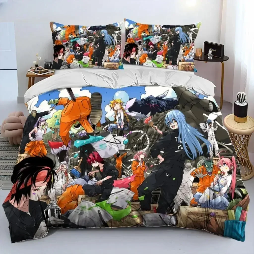 

3D I Got Reincarnated As A Slime Anime Comforter Printed Bed Set Duvet Cover Pillowcase Bedding Set Linen Sheet Quilt Cover Size