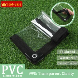 PVC Transparent Outdoor Tarpaulin Clear Canopy Awning Waterproof Rainproof Planting Courtyard Gazebo Balcony Pavilion Covered