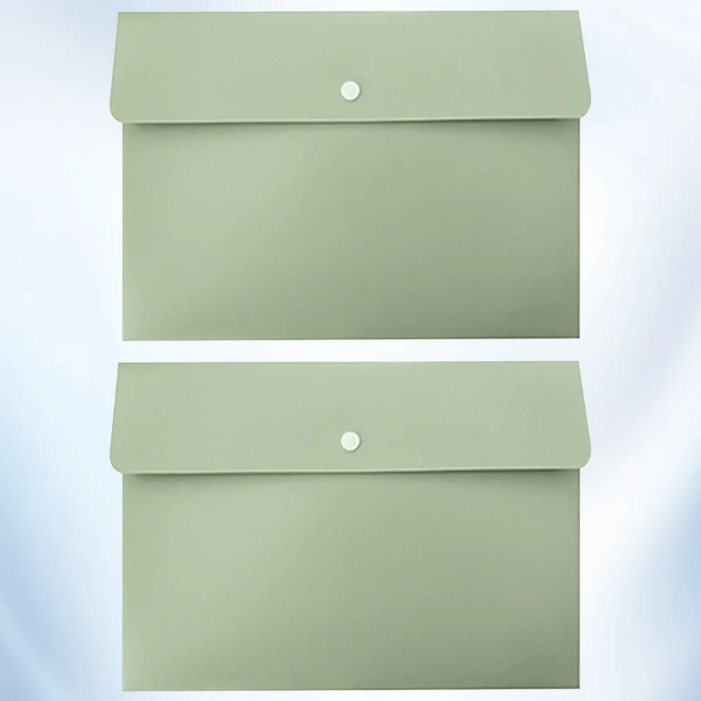

2Pcs Buckle File Pockets A4 Transparent Document Organizer Lightweight Waterproof Office Home Document Bag Green