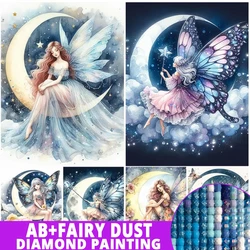 AB Fairy Dust Diamond Painting 5D Art Fairy Dust Moon Full Drill Butterfly Girl Mosiac Picture Crystal Embroidery Character Art