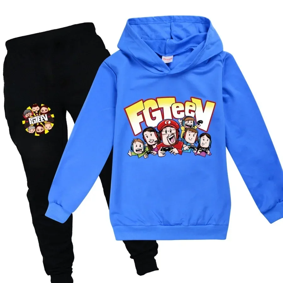 Cartoon Sweatshirt Cotton Hoodies Kids Clothes Tops+Pants Baby Toddler Boy Clothing Sets Boys Girls FGTEEV Outfits Tracksuit