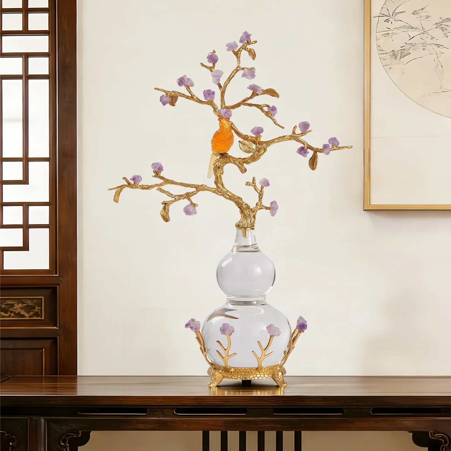 YFY entrance decoration light luxury amethyst gourd ornament high sense living room TV  lucky handicraft housewarming gift
