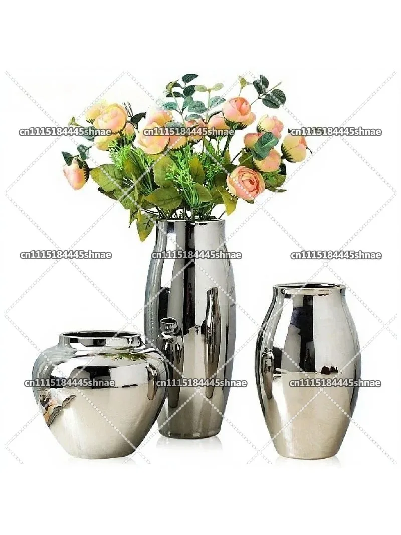 meuble-tv-pour-salon-meuble-a-vin-decorations-objets-d'art-simples-et-modernes-vase-en-ceramique-plaque-or-et-argent