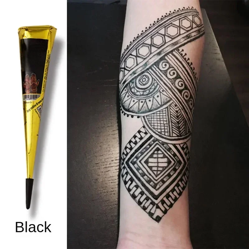 Natural Temporary Flash Tattoo Paste Black Henna Body Paint Arts Disposable Cones Sexy Tattoo Cream Indian Wedding Fashion