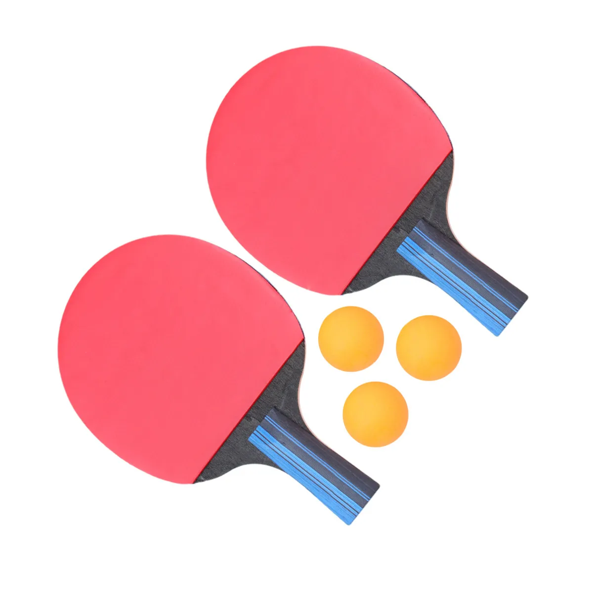 

2 pcs Table Tennis Racket Set With 3 Balls Durable Rubber Poplar Wood Short Handle For Control Speed All Levels Ping Pong
