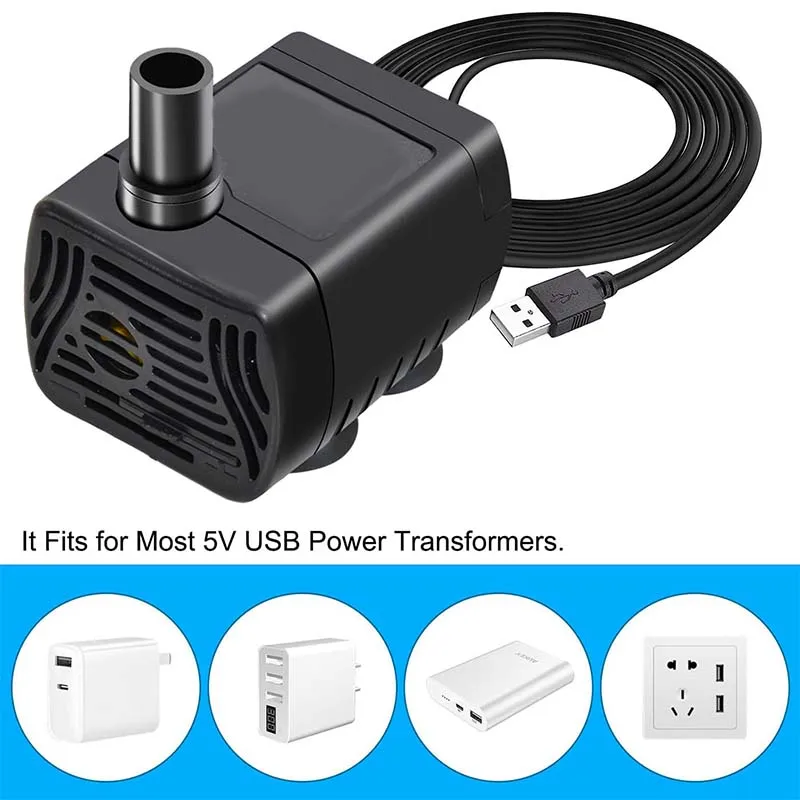 DC 3.5V-9V USB Water Pump 3W 200L/H Micro Submersible Pump Pet Water Dispenser For Pool Fountain Aquarium Filter Pump