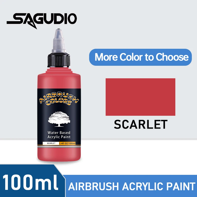 SAGUD Acrylic Airbrush Paint Matte Inks for Model Hobby, Shoes, Leather Easy to Clean Water Based 32 Colors 100ML/Bottle Paint