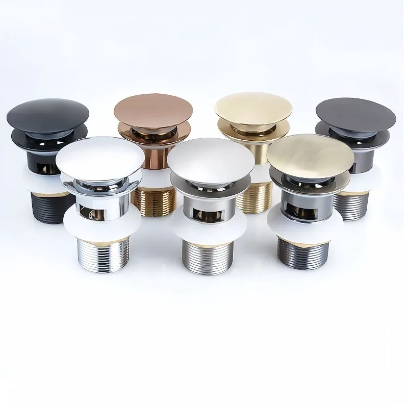 Easy-Clean Pop-Up Sink Drain with Anti-Clog Strainer and Overflow, Durable Push-Button Operation,Multifunctional Wash Basin Core