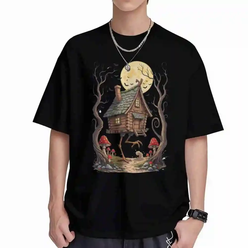 Baba Yaga Witch Slavic Folklore Cryptid Short Sleeve Tee 100% Cotton T-Shirt
