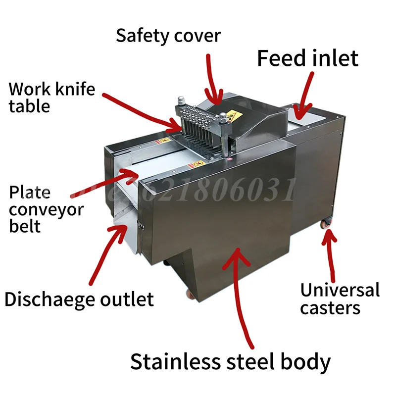 Fully Automatic Chicken Duck and Fish Bone Meat Slicer Machine 220/110V Pork Knuckle Rib Cutting Machine Electric Meat Cutter