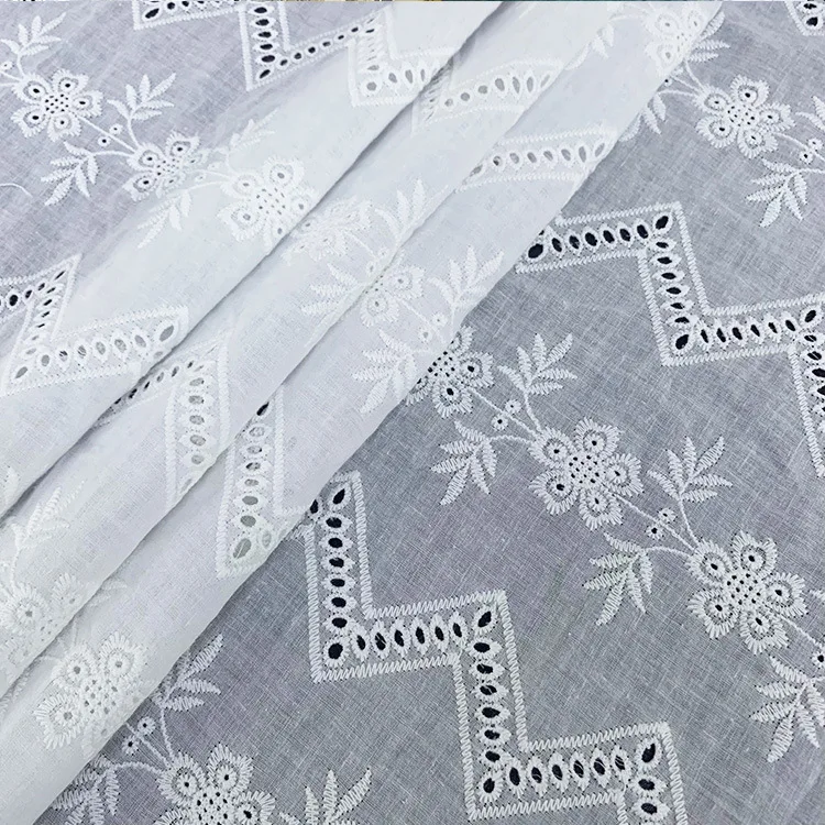 NEW Cotton Cloth Hollow-out 3D  Embroidered Lace Fabric Handmade DIY Clothes Accessories Width 130cm 1Yard