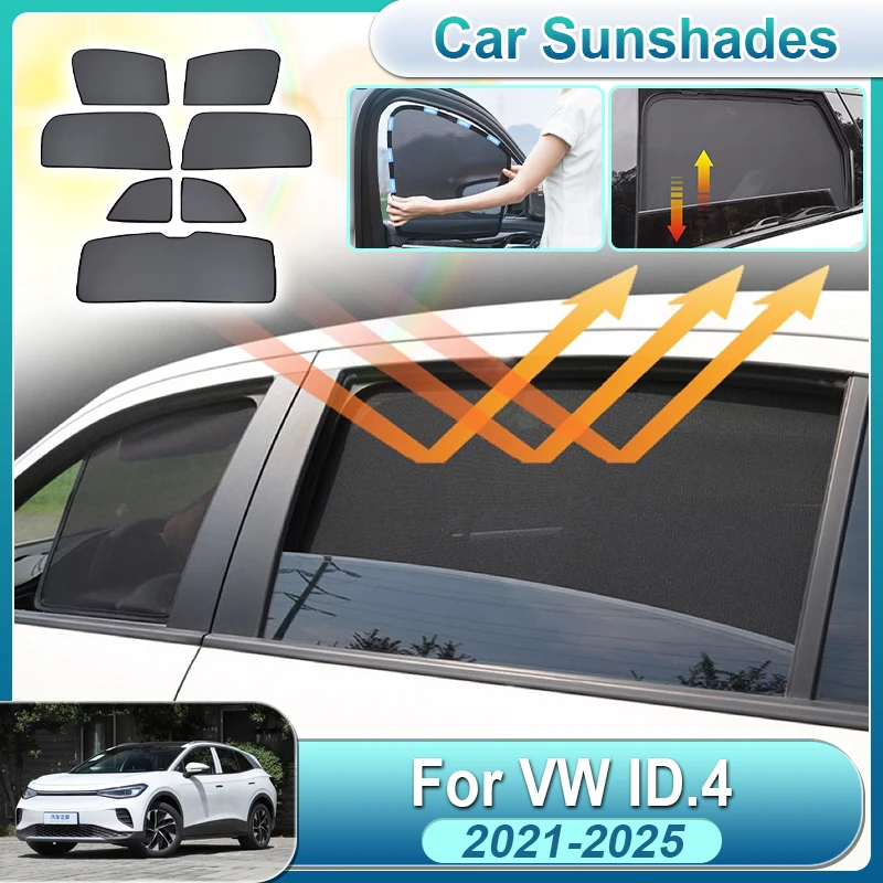 

For Volkswagen VW ID4 ID.4 Accessories 2021-2025 E21 Anti-UV Car Sunshade Front WindWhield Mesh Sun Visor Cover Auto Accessories