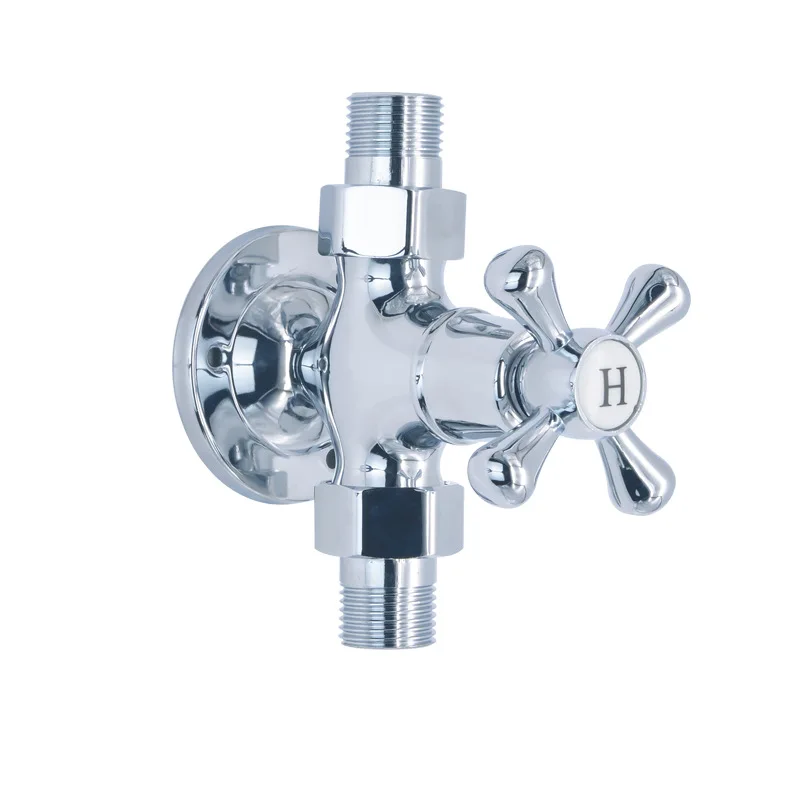 1PC Wall Mount Brass Silver Exposed Bathtub Faucet Thread G1/2 Straight Valve Single Cold Shower Tap for Bathroom
