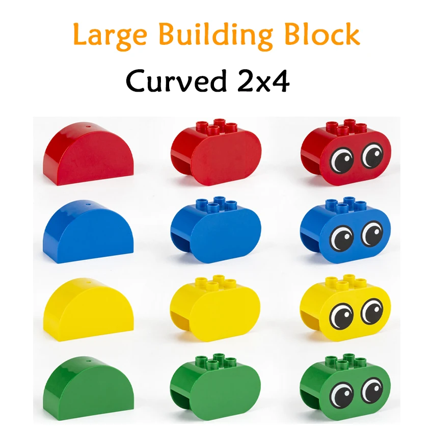 Large Particle Building Block 20/10pcs Components with Big Cruved 2x4 DIY Educational Puzzle Assembly Bricks Wall Scene