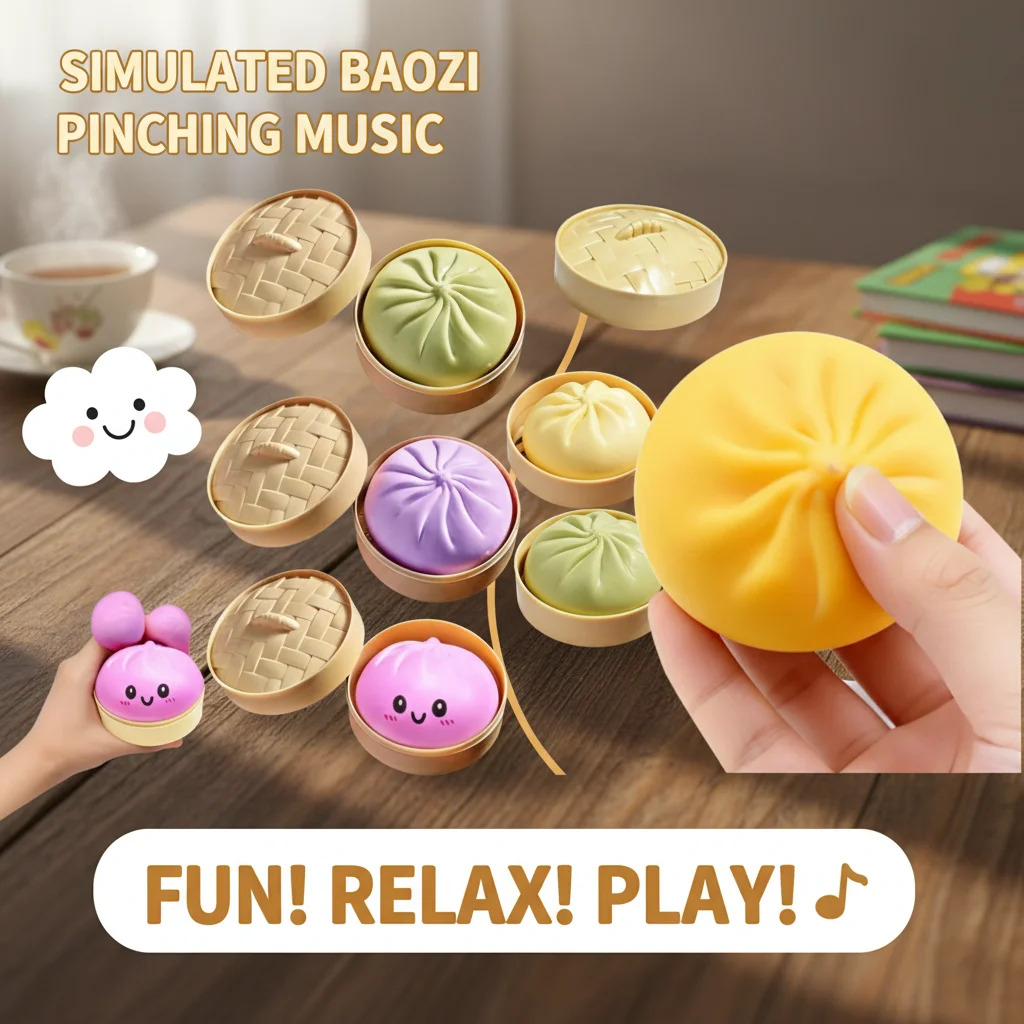Giant Dumpling Squeeze Toy for Anxiety Relief Soft Steamed Stuffed Bun Simulation Food Fidget Decompression Dough Toy