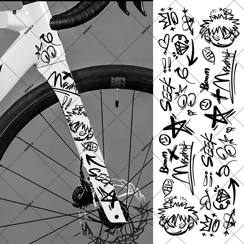 AliExpress NONE Graffiti Bicycle Stickers for Bicycle Frame Top Tube Cartoon DIY Reflective Waterproof Cycling Stickers MTB Road Bikes Stickers