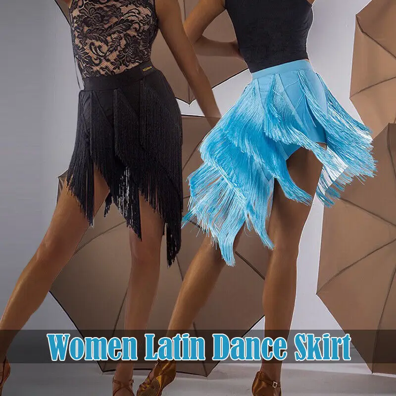 

Samba Tango Latin Dance Skirts Competition High Waist Flamengo Irregular Women Skirt Layers Tassels Fringes Latin Dress S-3Xl