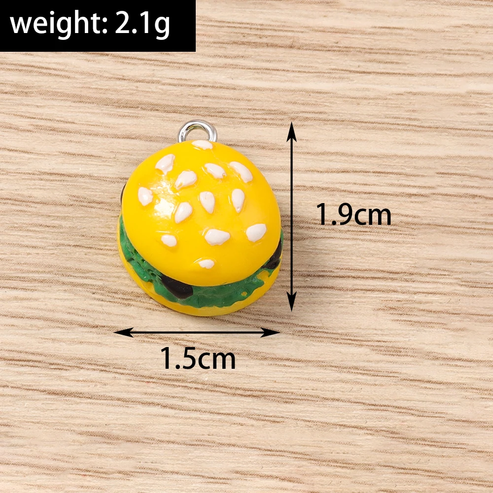 Tusember 10 Stück Harz-Simulations-Mais-Sonnenblumenkerne Schokoladen-Hamburger-Eier-Anhänger für Schmuckherstellung DIY Ohrringe Schlüsselanhänger – Detail 10