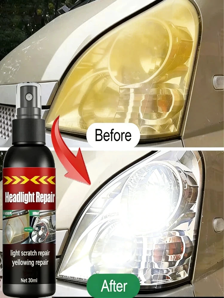 Car Headlight Restoration Fluid - Fast Remove Yellowing & Scratches, Restore Clarity & Shine, Enhance Night Driving Safety