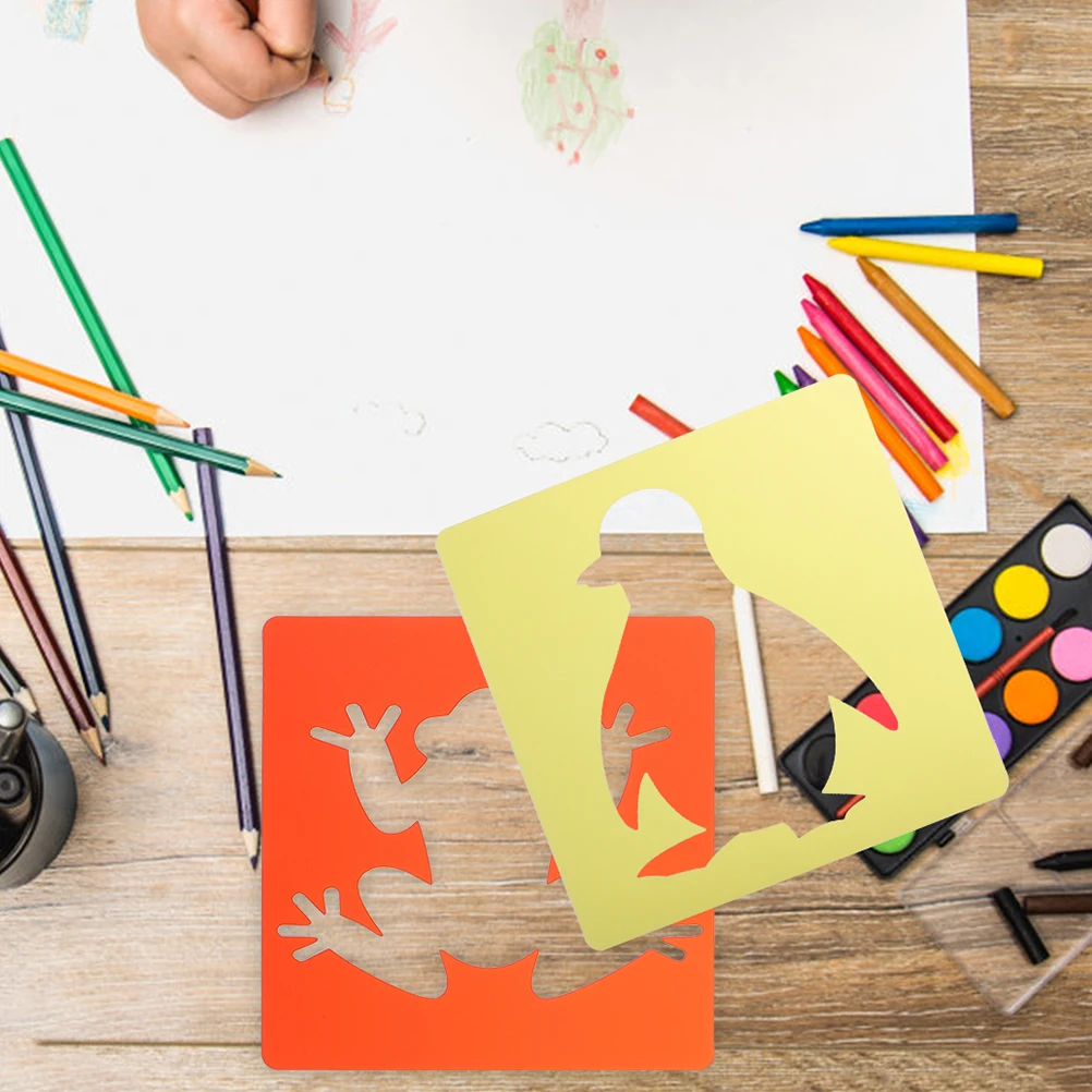 

24pcs Drawing Template Set Kids Stencils PP Material Smooth Surface Animal Shape Washable Reusable Painting Crafts DIY