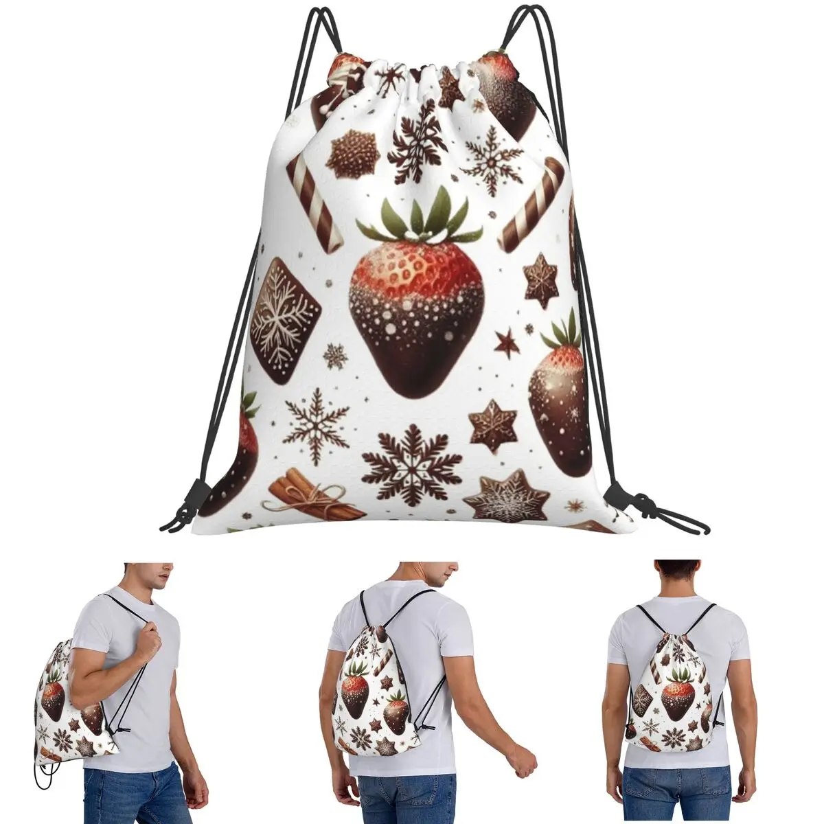 Sweet Winter February Backpacks Multi-function Drawstring Bags Sports Bag Book Bags for Man Woman Students