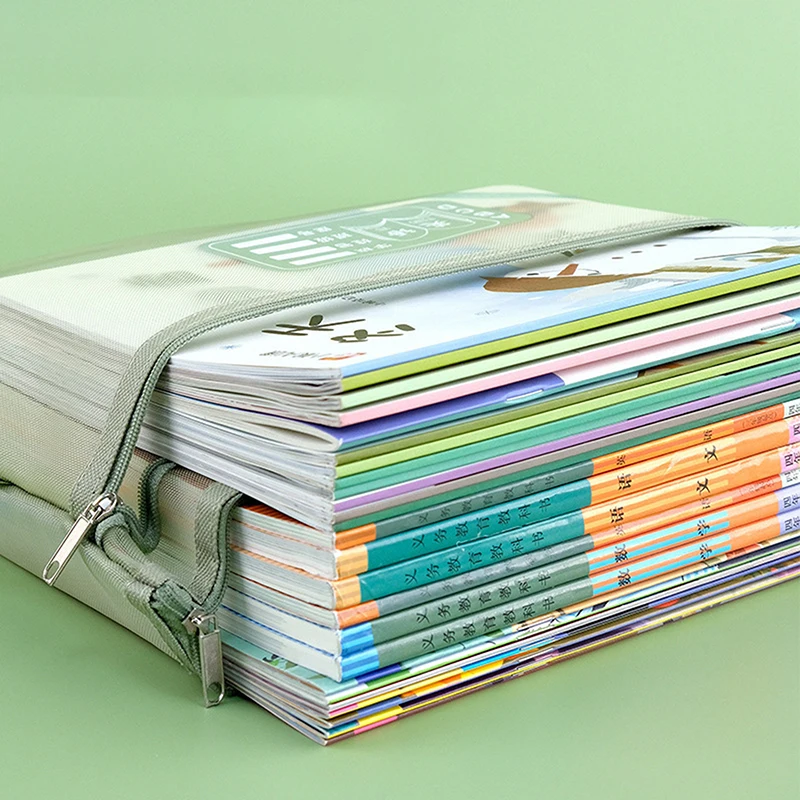 Bolsa de archivo de malla de nailon, bolsa de información de papel de prueba con cremallera transparente A4, bolsa de bolígrafos para estudiantes de oficina, bolsa de almacenamiento de rompecabezas temática, 5 piezas