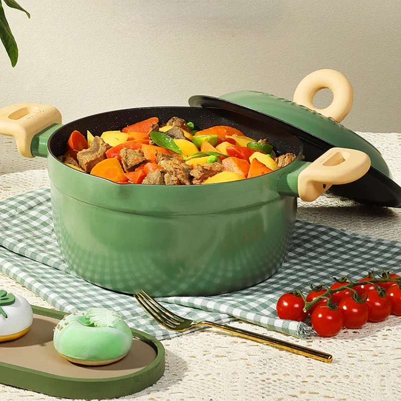 

24cm Household Non-stick Binaural Soup Pot Health Preservation Cookware Large Capacity Easy To Clean Pots for Cooking