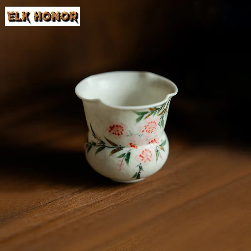 

45ml Hand-painted Peach Blossom Teacup Boutique Tea Bowl Single Cups Tea-tasting Meditation Cup Chazhan Master Cups Tea Ceremony