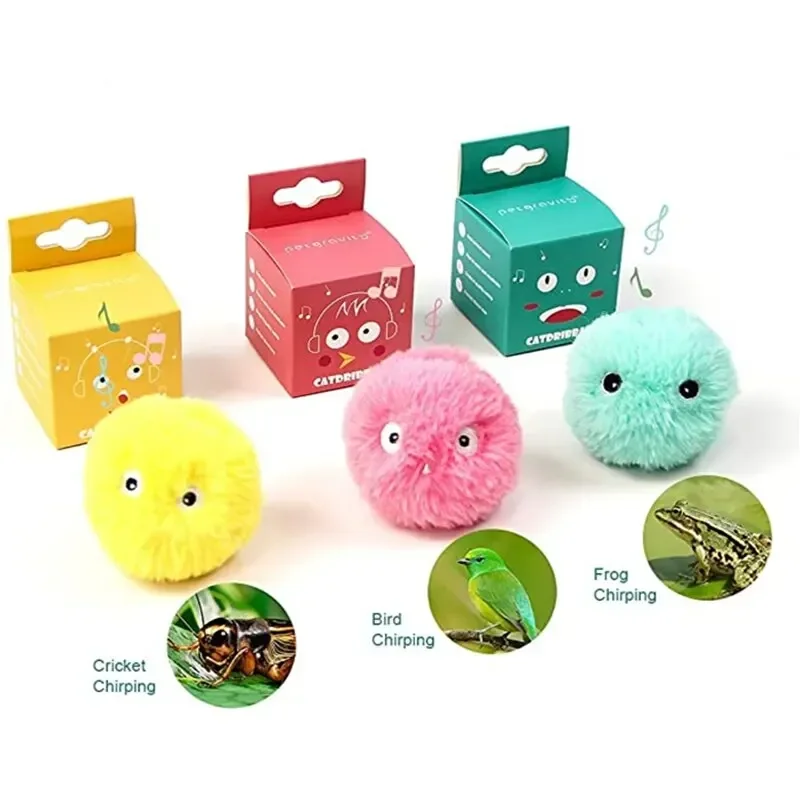 Plush Electric Catnip Training Toy Interactive Ball Smart Cat Toys Kitten Touch Sounding Pet Product Squeak Toy Ball