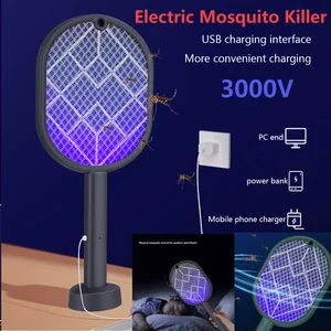 1-2 PCS Electric Mosquito Killer Fly Swatter USB trap Rechargeable Racking Mosquito Racket Killer of UV Bug Zapper 3000V Light 10 Main Sales Racket Electric - №7