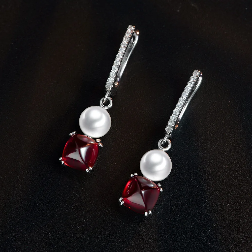 New 1.7ct Red Blue Green Small and Exquisite Style Earrings s925 Silver European and American Earrings Removable